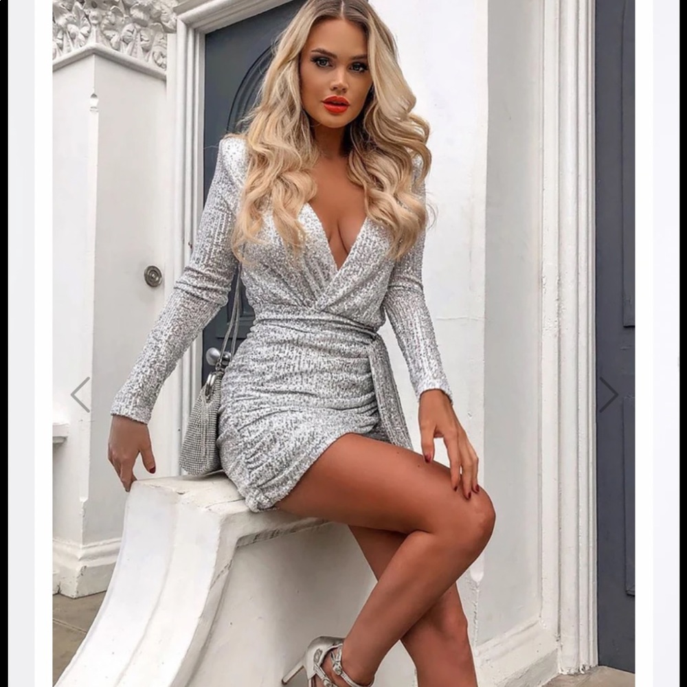 Silver sequin dress